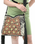 American Darling Hobo Beautifully Hand Tooled Hair-On Genuine Leather women bag western handbag purse