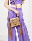 American Darling Hand Tooled Genuine Leather women bag western handbag purse