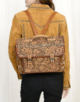 American Darling ADBG1426 Briefcase Hand Tooled Hair On Genuine Leather women bag western handbag purse