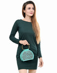 Clutch Hand Tooled Genuine Leather women bag western handbag purse