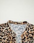 Plus Size Leopard Embroidered Ruffle Short Sleeve Blouse