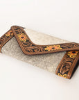 OHLAY WALLET Hand Tooled Hair-on Genuine Leather women bag western handbag purse