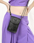 American Darling Cell Phone Holder Hand Tooled Genuine Leather Women Bag Western Handbag Purse