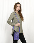 American Darling Cell Phone Holder Hand Tooled Genuine Leather Women Bag Western Handbag Purse