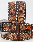 Beautifully Hand Tooled Genuine American Leather Belt Men and Women