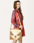 American Darling Hand Tooled Hair On Genuine Leather women bag western handbag purse