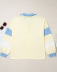Plus Size Colorblock Raw Seam Patchwork V-Neck Pullover