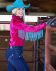 Luxurious Stretch Velvet Fringe Rodeo Shirt Designed For Night Out Events Wardrobe
