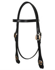 Hilason Western Horse Genuine Leather Headstall Bridle Engraved GS Concho Black
