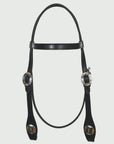 Hilason Western Horse Genuine Leather Headstall Bridle Engraved GS Concho Black