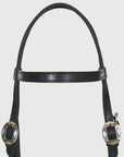 Hilason Western Horse Genuine Leather Headstall Bridle Engraved GS Concho Black