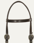 Hilason Western Horse Genuine Leather Headstall Bridle Engraved GS Concho Brown