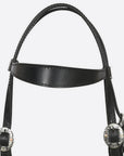 Hilason Western Horse Genuine Leather Headstall Bridle Engraved GS Concho Black