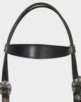Hilason Western Horse Genuine Leather Headstall Bridle Engraved GS Concho Black