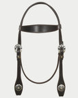 Hilason Western Horse Genuine Leather Headstall Bridle Engraved GS Concho Brown