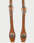 Hilason Western Horse Genuine Leather One Ear Headstall Bridle Engraved GS Concho Chestnut