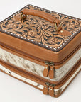 American Darling Jewelry Case Hand Tooled Hair On Genuine Leather Women Bag Western Handbag Purse |