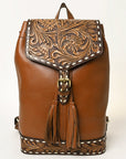 OHA139 Ohlay Western Genuine Leather Hand Tooled Women Backpack Bags