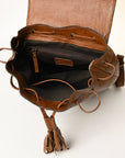 OHA139 Ohlay Western Genuine Leather Hand Tooled Women Backpack Bags