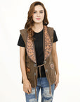 American Darling Genuine Vintage leather Hand tooled hand carved Women Blazer shirt jacket dress ladies girl