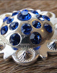 Western Screw Back Concho Sapphire Berry Crystals Headstall Tack Cowgirl