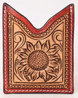 American Darling Floral Women & Men Hand Carved Genuine Leather Card Holder