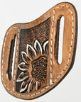 Hilason Leather Angled Knife Scabbard Sheath Cover Floral Tooled