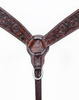 Bar H Equine Horse Genuine Leather Floral Carved Tack Set Dark Brown