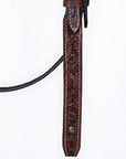 Bar H Equine Horse Genuine Leather Floral Carved Tack Set Dark Brown