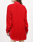 American Darling ADDR003 100% Cotton Denim Women Shirt Jacket Dress Ladies Girl Top Red