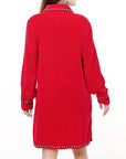 American Darling ADDR007 100% Cotton Denim Women Shirt Jacket Dress Ladies Girl Top Red