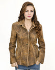 ADJKTLTR03 Genuine Vintage leather Women shirt jacket dress ladies girl
