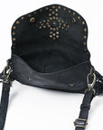 Spaghetti Western SWC147BLK Envelope Vintage Handmade Drum Dyed Genuine European Cowhide Leather Women Bag Western Handbag Purse
