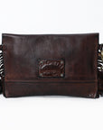 Spaghetti Western SWC147BRN Envelope Vintage Handmade Drum Dyed Genuine European Cowhide Leather Women Bag Western Handbag Purse