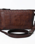 Spaghetti Western Swc192Brn Cross Body I Vintage Handmade Drum Dyed Genuine European Cowhide Leather Women Bag Western Handbag Purse