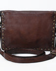 Spaghetti Western Swc193Brn Organiser Vintage Handmade Drum Dyed Genuine European Cowhide Leather Women Bag Western Handbag Purse