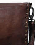 Spaghetti Western Swc193Brn Organiser Vintage Handmade Drum Dyed Genuine European Cowhide Leather Women Bag Western Handbag Purse