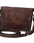 Spaghetti Western Swc193Brn Organiser Vintage Handmade Drum Dyed Genuine European Cowhide Leather Women Bag Western Handbag Purse