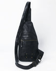 Spaghetti Western Swc202Blk Sling Vintage Handmade Drum Dyed Genuine European Cowhide Leather Women Bag Western Handbag Purse
