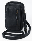 Spaghetti Western Swc210Blk Sling Vintage Handmade Drum Dyed Genuine European Cowhide Leather Women Bag Western Handbag Purse