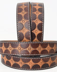 BAR H EQUINE 32 - 42 In Stylish Hand Tooled Western Genuine Leather Belt Brown