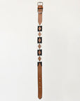 BAR H EQUINE Western Genuine Leather Dog Collar Embroidered Black & White