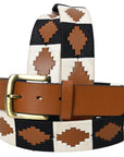BAR H EQUINE Western Genuine Leather Men And Women Tan Belt Embroidered Black & White