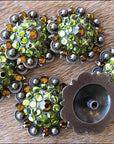 Western Screw Back Concho Parrot Green Crystal Bling Headstall Cowgirl