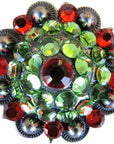 Western Screw Back Concho Green Siam Crystal Bling Headstall Tack Cowgirl