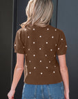 Polka Dot Bubble Short Sleeve Sweater