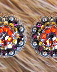 Western Screw Back Concho Fuchsia Topaz Crystal Bling Headstall Cowgirl
