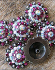 HILASON Western Screw Back Concho Ab Pink Crystal Rodeo Bling Cowgirl Amethyst & Light Sapphire color