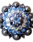 Western Screw Back Concho Iris Sapphire Berry Crystal Headstall Cowgirl