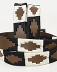 BAR H EQUINE Western Genuine Leather Men And Women Brown Belt Embroidered Black & White